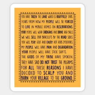 Wednesday Addams Quote Thanksgiving Monologue Speech Sticker